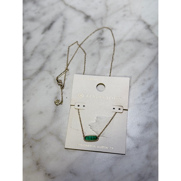 Kendra Scott Jewelry - Kendra Scott OS Green Elisa Necklace 14k Gold Plated Dainty Chic Jewelry